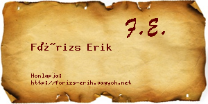 Fórizs Erik névjegykártya